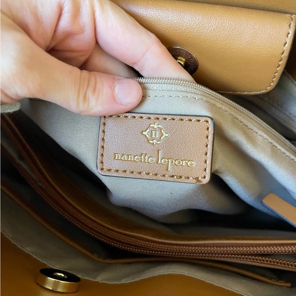 Nanette Lapore Brown Faux Leather Shoulder Tote Bag Two Tone Purse Handbag - Picture 7 of 7